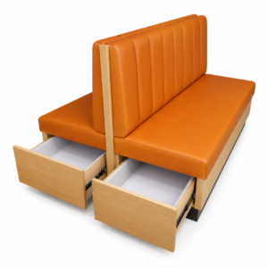 Tangerine Orange Double-Sided Vertical-Fluted Banquette with Integrated Drawer Storage - FOH-CBCK34