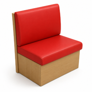 Cherry Red & Natural Oak Plain-Back Commercial Dining Banquette - FOH-CBCK27