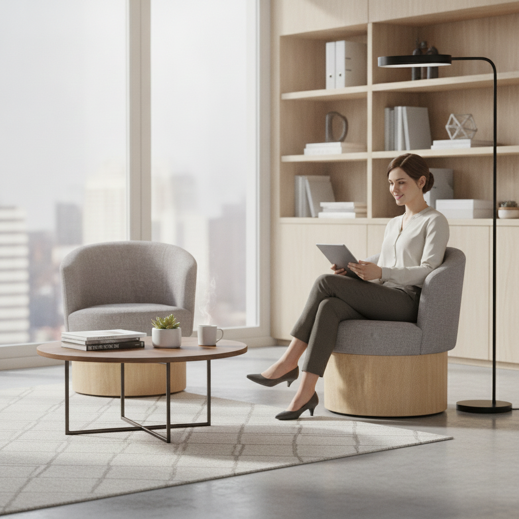Heathered Grey Fabric Armchair - FOH-SA11-2018