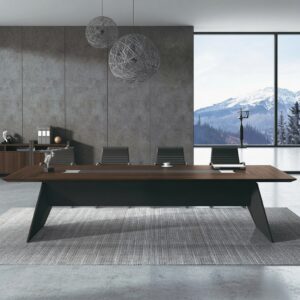 Walnut & Obsidian Premium Monumental Boardroom Table - E 0124