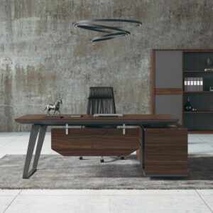 Walnut & Charcoal Premium Modern Executive Desk - E 0524