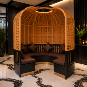 Horseshoe Rattan Dome Privacy Banquette - JF19-54