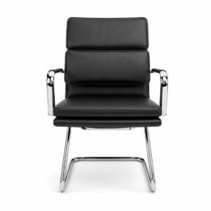 Zenith "Aura" Designer Guest Chair – Soft-Pad Sled-Base Side Chair with Polished Chrome Cantilever Frame & Ergonomic Lumbar Support