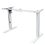 White frame sit stand desk