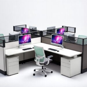 4-Way Modular Call Center Cubicle Workstation - FOH-P42-4MP