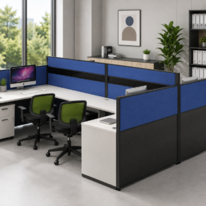 4-Way Modular L-Shape Cubicle Workstation - FOH-P42-4C