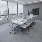 Enterprise 10-Foot Modern White High Glossy MDF Conference Table