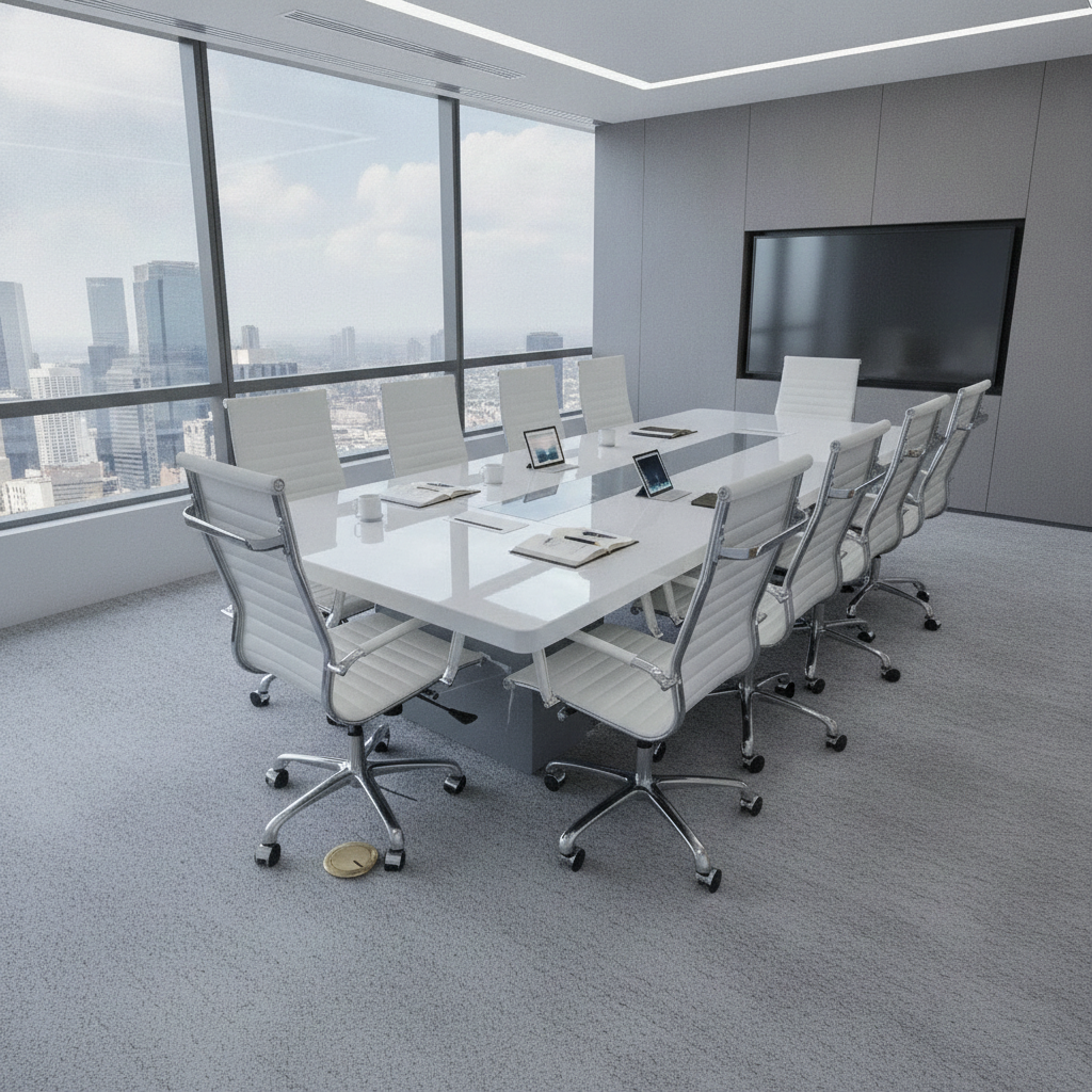 Enterprise 10-Foot Modern White High Glossy MDF Conference Table