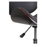 Walnut Bentwood Rolling Desk Chair with PU Leather Upholstery, Swivel and Height-Adjustable