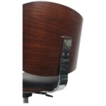 Walnut Bentwood Rolling Desk Chair with PU Leather Upholstery, Swivel and Height-Adjustable