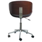 Walnut Bentwood Rolling Desk Chair with PU Leather Upholstery, Swivel and Height-Adjustable