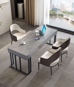 FOH-DS001 - Armani Gray Rectangular Marble like Table Top Dining Set