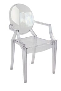 FOH-CH029 - Crystal Clear Ghost Chairs Polycarbonate Event Chair with Armrest right side on view
