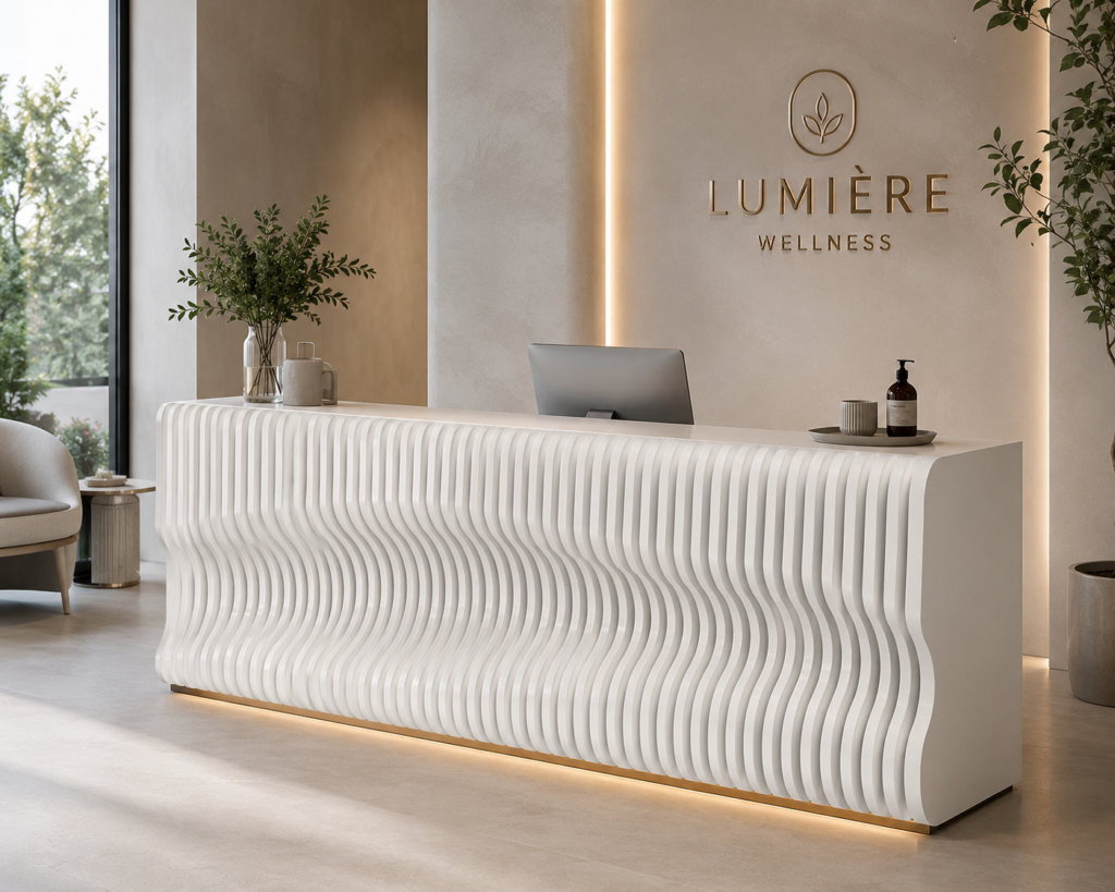 Fluidic Parametric Curved Reception Desk - FH-RD0332 | Restaurant Furniture