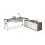 FOH-JM-PG30 - L Shaped Veneer Top Metal Legs Executive Desk