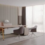 FOH-JM-PG38 - Splayed Metal Legs Executive Desk full office setup