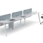 FOH-JM-PG44 Modern Office Workspace for 3 with Privacy Baffles