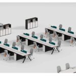 FOH-WW-PG41 Fresh Color Modern Office Workstation full fledged office view