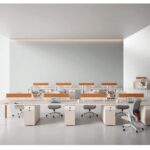 FOH-WW-PG58 Modern Orange Workstation 4 in a row