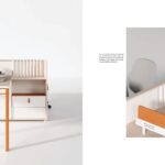 FOH-WW-PG58 Modern Orange Workstation detailed design display