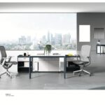FOH-WW-PG75 Modern Deep Gray & White Workstation side view