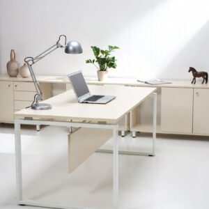 Sistema de escritorio ejecutivo de roble escandinavo premium y blanco mate - FOH-JM-PG25