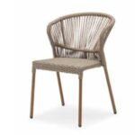 FOH-EASE-7 French Bistro PE Rattan Black Rope Teslin Outdoor Jute Color armless Dining Chair