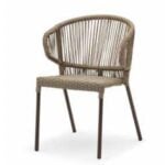 FOH-EASE-7 French Bistro PE Rattan Black Rope Teslin Outdoor Jute Color winged Dining Chair