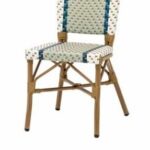 FOH-EASE-9 French Bistro PE Rattan Multi Color Rope Teslin Outdoor Dining Chair cropped view