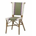 FOH-EASE-9 French Bistro PE Rattan Multi Color Rope Teslin Outdoor Dining Chair