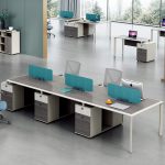 FOH-WW-PG56 - Purple Wood, Khaki, White Stone Pattern Metallic Legged Workstation Aquatic Baffle