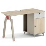 FOH-WW-PG61 – Camphor Wood Executive Workstation with Khaki & Red Baffles 1-seater