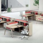 FOH-WW-PG62- Concave Edged Camphor Wood Workstation Tall Side Storage full office setup