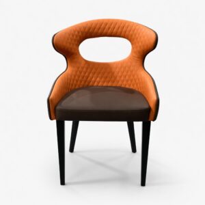 FH-CAM240804 Vibrant Orange Upholstered Metal Chair for Modern Dining