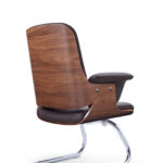 FOH-SOCJ25-005 Dorsal Veneered Black Leather Upholstered Executive Office Cantilever Chair back view