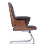 FOH-SOCJ25-005 Dorsal Veneered Black Leather Upholstered Executive Office Cantilever Chair side view