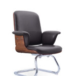 FOH-SOCJ25-005 Dorsal Veneered Black Leather Upholstered Executive Office Cantilever Chair front view