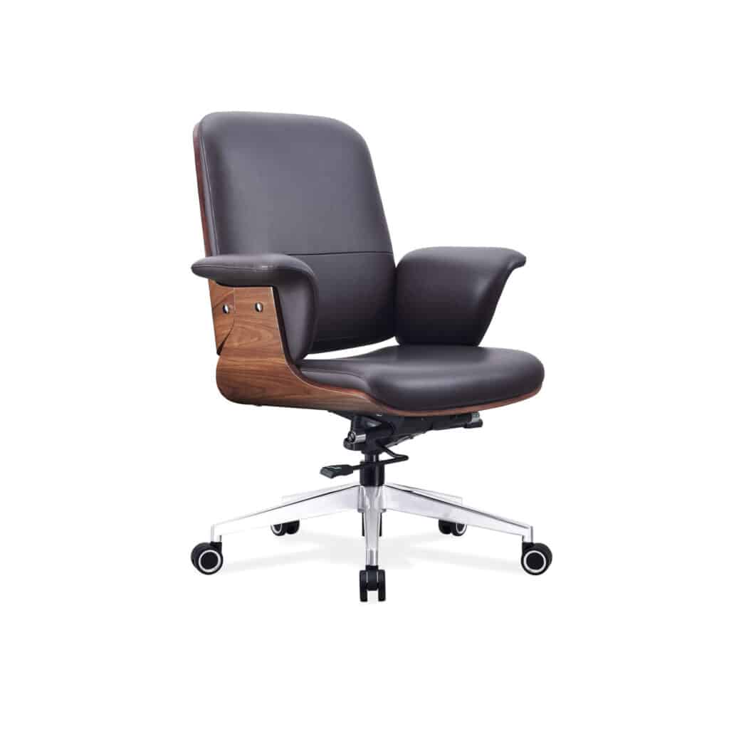 Dorsal Veneered Black Leather Upholstered Executive Office Chairs