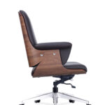 FOH-SOCJ25-005 Dorsal Veneered Black Leather Upholstered Executive Office Swivel Chair side view