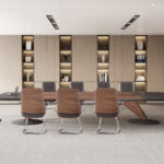 FOH-SOCJAN25-005 Dorsal Veneered Black Leather Upholstered Executive Office Chairs conference room setup