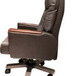 FOH-SOCM25-003 Reclining Executive Leather Office Chair with Wood Finish left side view