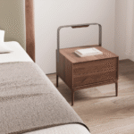 Olive Wooden Bed for Villa, Apartment, Airbnb Bedroom - FOH-VABJ25-002 side table