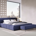 Contemporary Blue Bed for Villa, Apartment, Airbnb Bedroom