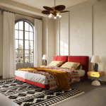 Red Wooden Multi Bed for Villa, Apartment, Airbnb Bedroom - FOH-VABJ25-004