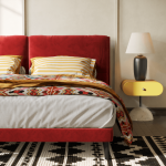 Red Wooden Multi Bed for Villa, Apartment, Airbnb Bedroom - FOH-VABJ25-004 side table view