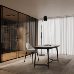 Wooden Tan Bed for Villa, Apartment, Airbnb Bedroom - FOH-VABJ25-006 writing desk