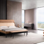 Brown Wooden Bed for Villa, Apartment, Airbnb Bedroom - FOH-VABJ25-007 full view