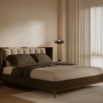 Green Wooden Bed for Villa /Apartment /Airbnb Bedroom - FOH-VABJ25-001