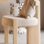 Panel Legged Wooden Dining Table – 3 Legged Elbow Chair for Villa, Apartment, Airbnb Bedroom - FOH-VABJ25-012 elbow chair view