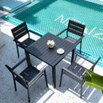 Sleek black outdoor chair for modern patio or hospitality space
